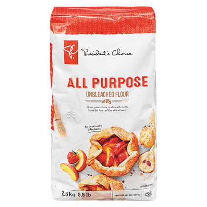 President's Choice, All Purpose Unbleached Flour, 2.5kg/5.5lbs, {Imported from Canada}