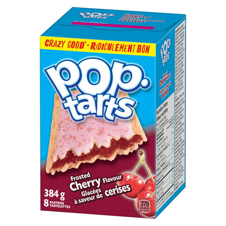 Kellogg's Pop-Tarts, Frosted Cherry Flavored, 8 pastries, 384g, side of box.