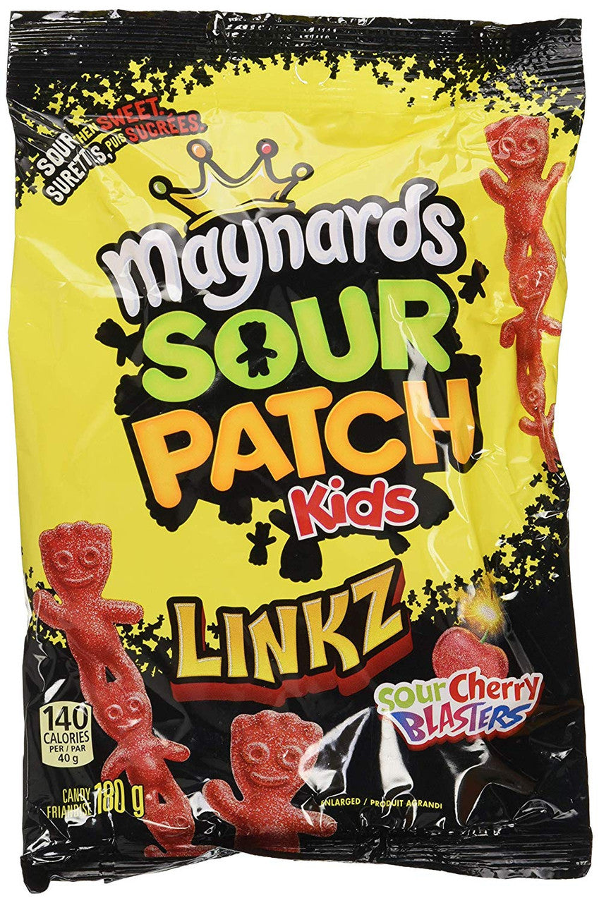 Maynards Linkz, Sour Cherry Blasters Gummy Candy, 180g/6.3oz, 12ct {Imported from Canada}