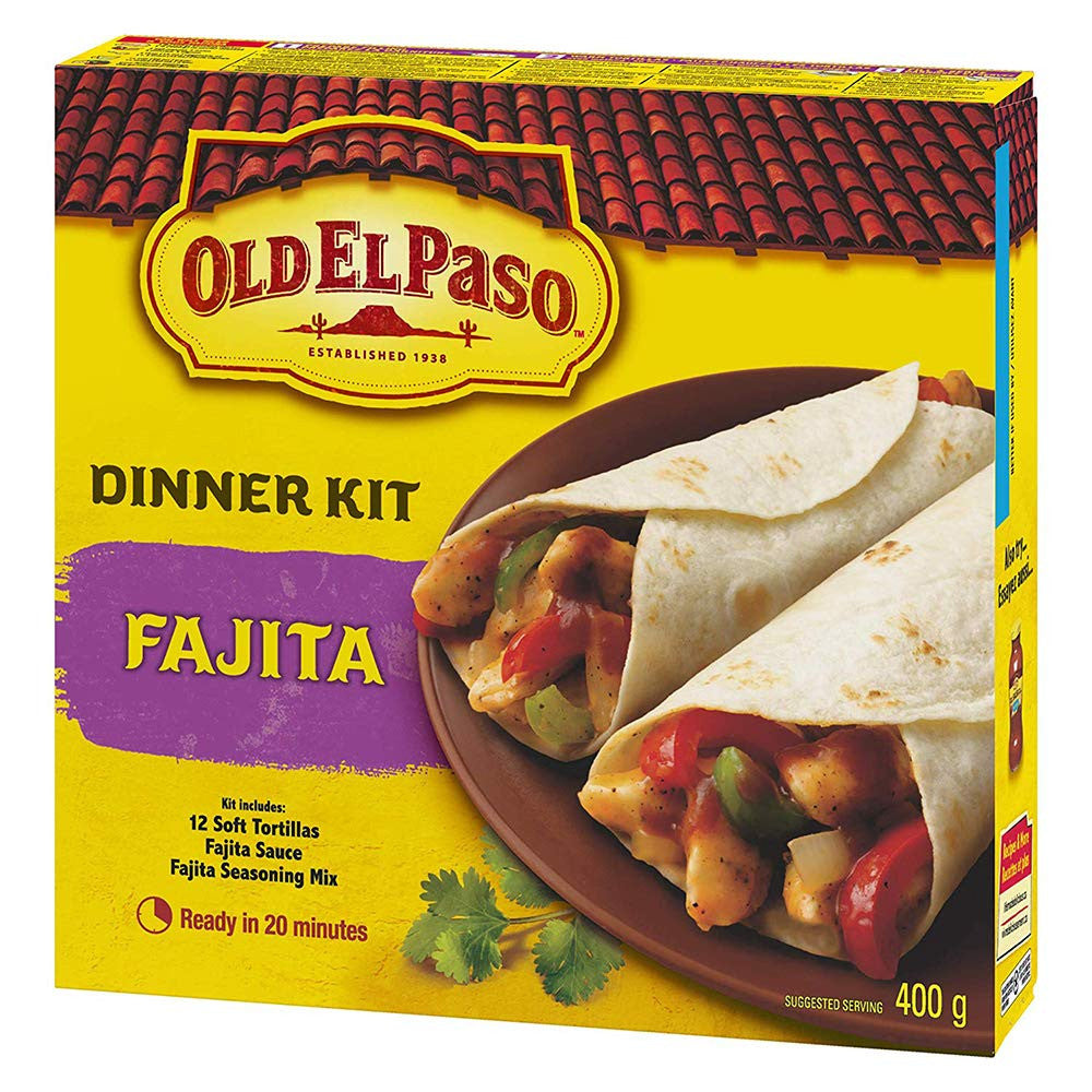 Old El Paso Fajita Dinner Kit, Makes 12 Tortillas, 400g/14.1 oz., Box, (3 Pack) {Imported from Canada}