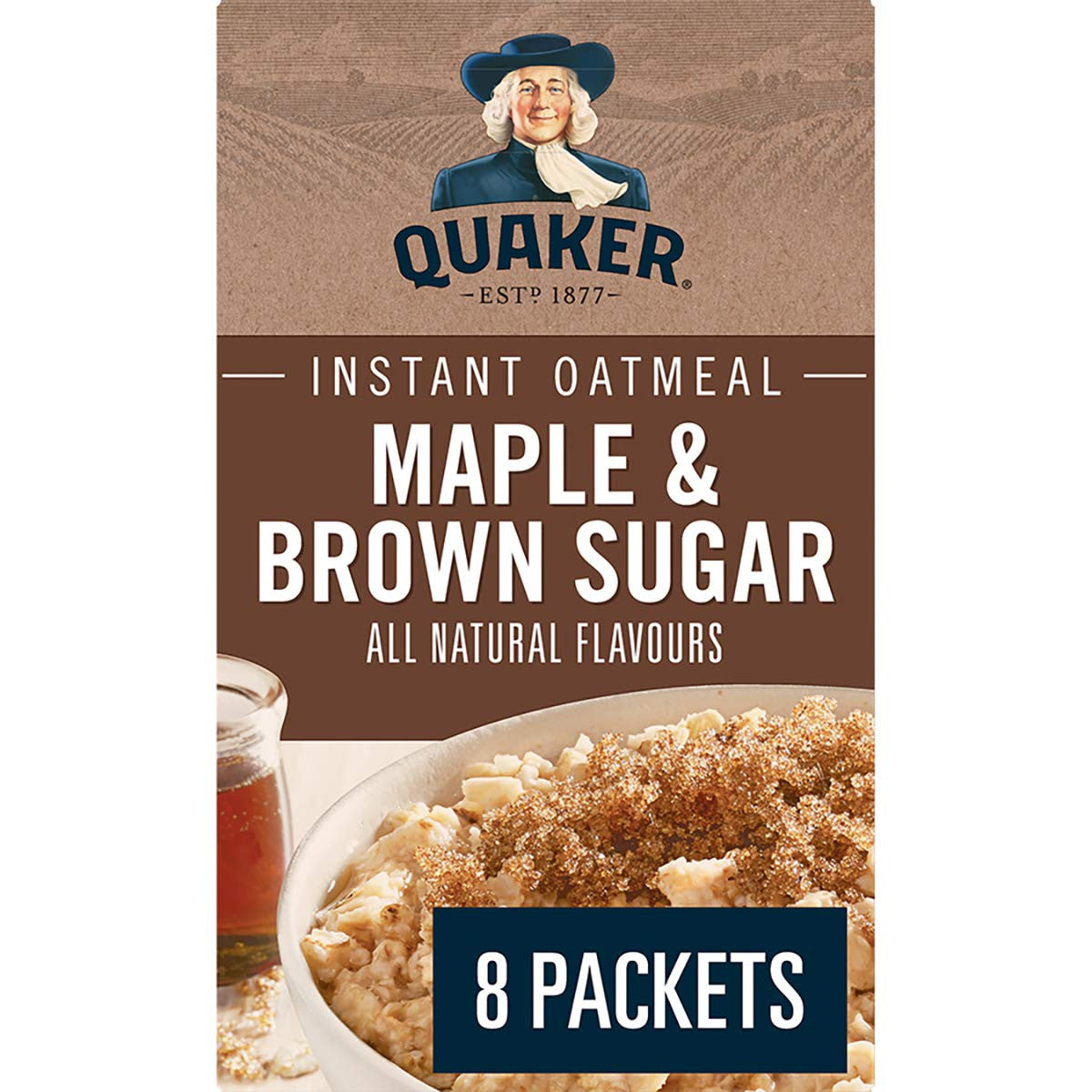 Quaker Instant Oats Maple and Brown Sugar Oatmeal, 8ct, 344g/12.1oz., {Imported from Canada}