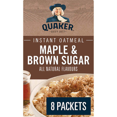 Quaker Instant Oats Maple and Brown Sugar Oatmeal, 8ct, 344g/12.1oz., {Imported from Canada}