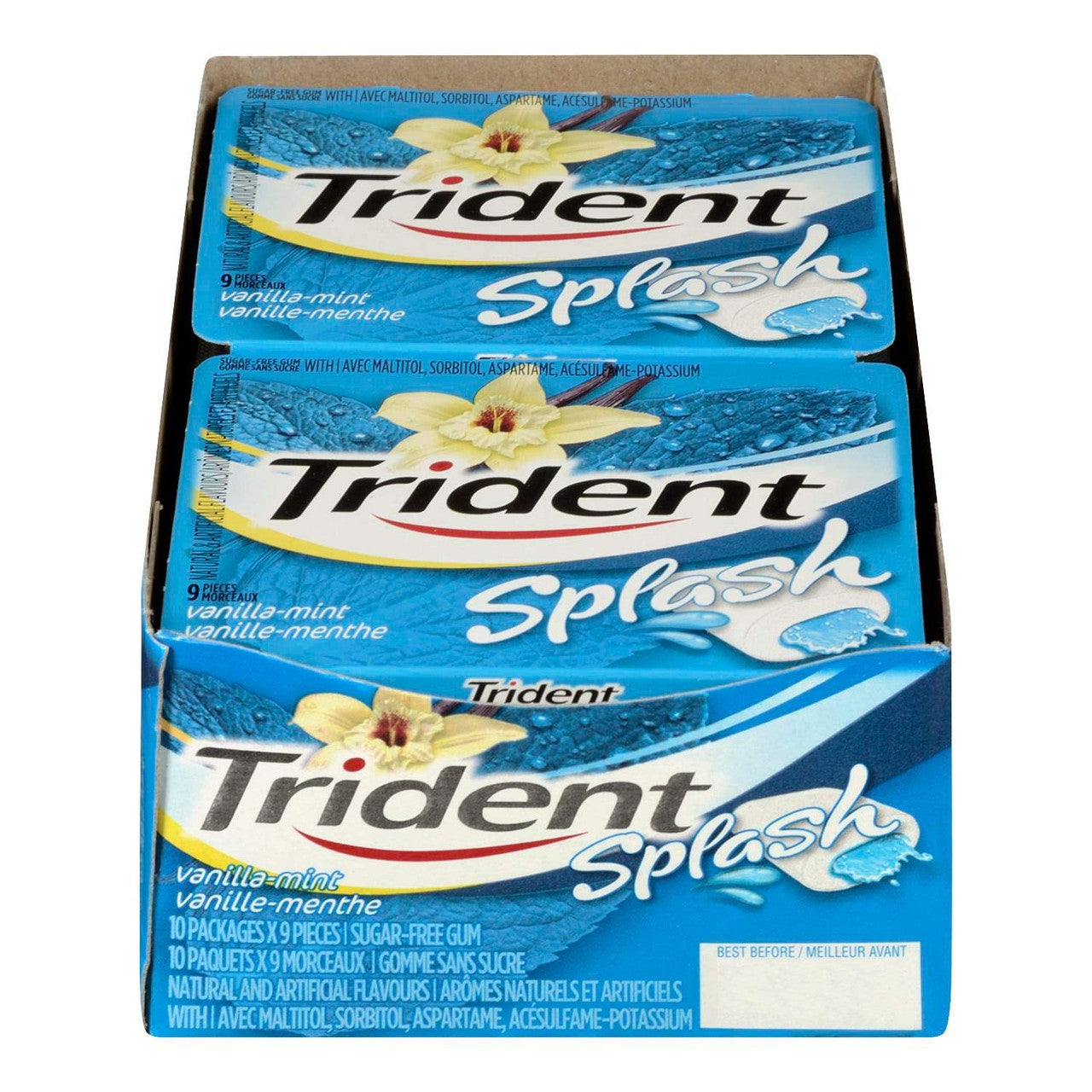 Trident Splash Vanilla Mint Sugar-free Gum - 10x9/90ct {Imported from Canada}
