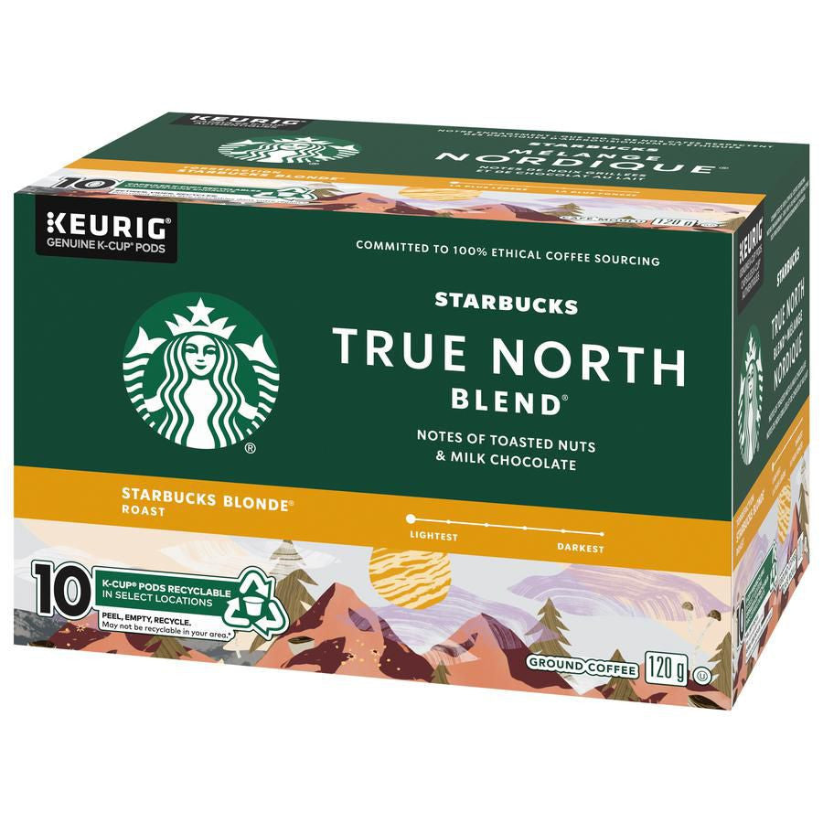 Starbucks True North Blend Blonde Roast Coffee, K-cup Pods, 10 count, 120g/4 oz. Box {Imported from Canada}