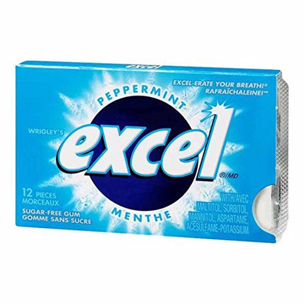 Excel Sugar-Free Gum, Peppermint, (4ct) 48 pieces (Imported from Canada)