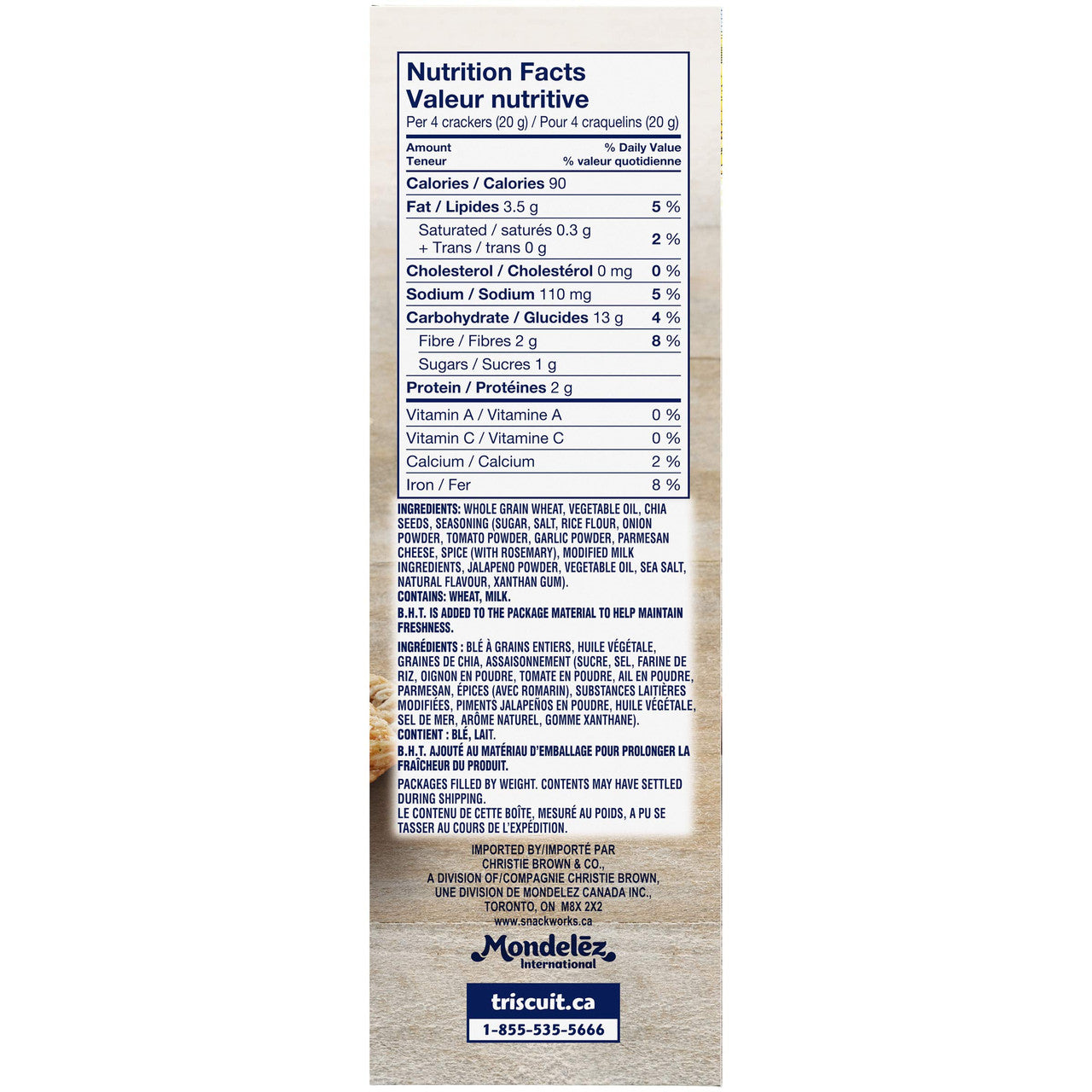 TRISCUIT Rosemary & Jalapeno Crackers with Chia Seeds, 200g/ 7.1 oz., (6 pack) {Imported from Canada}