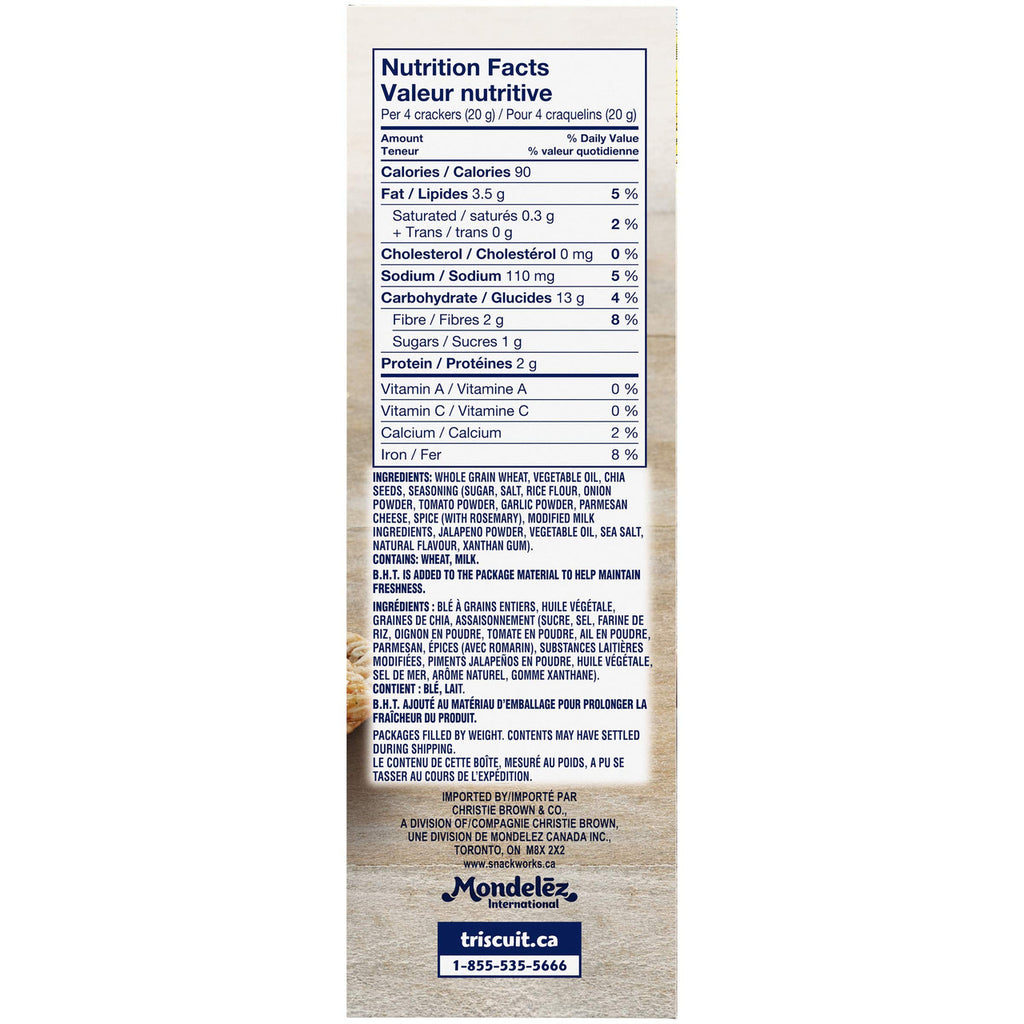 TRISCUIT Rosemary & Jalapeno Crackers with Chia Seeds, 200g/ 7.1 oz., (6 pack) {Imported from Canada}