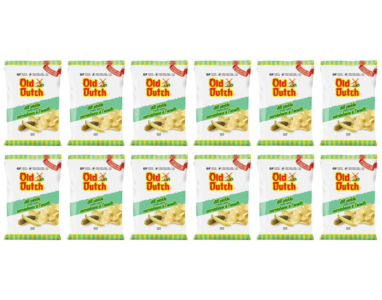 Old Dutch Potato Chips, Dill Pickle, 40g/1.4 oz., (12 Pack) {Imported from Canada}