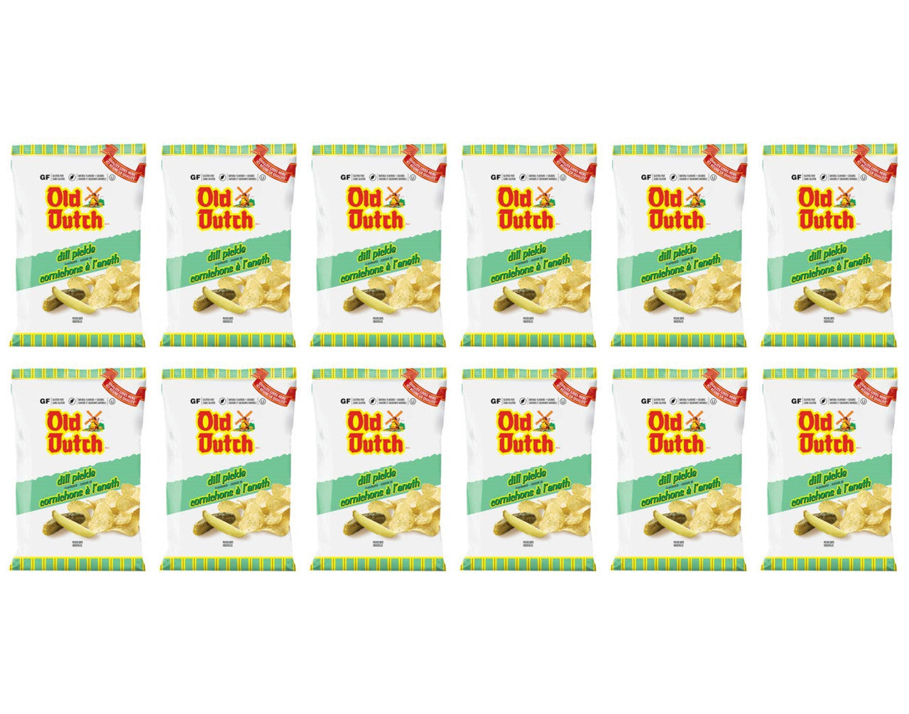 Old Dutch Potato Chips, Dill Pickle, 40g/1.4 oz., (12 Pack) {Imported from Canada}