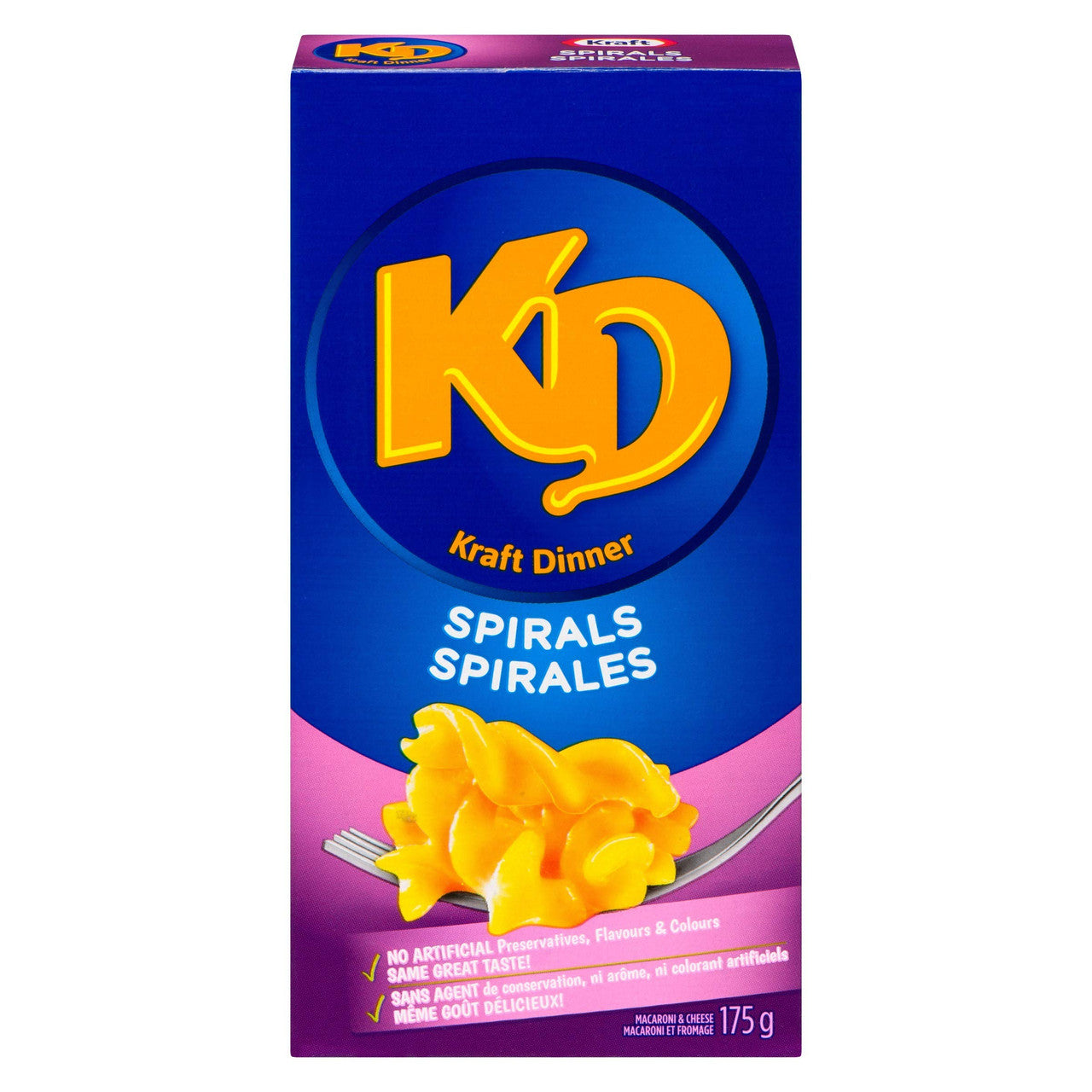 Kraft Dinner Spirals Macaroni & Cheese, 175g/6.2oz. (Pack of 24), {Imported from Canada}