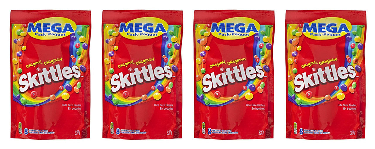 Skittles Original, Mega-Pack, 320gm/11.3oz., (4 Pack), {Imported from Canada}