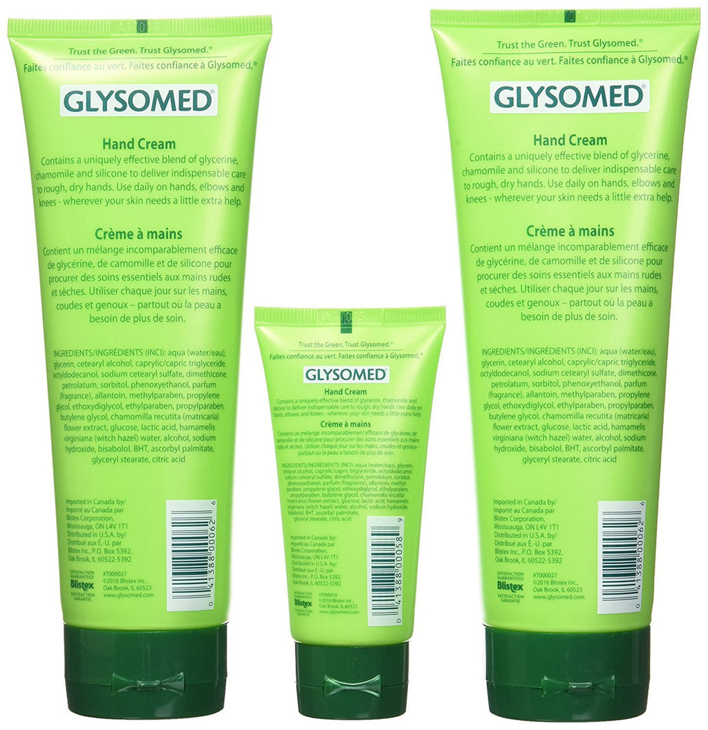 Glysomed Hand Cream Combo Pack, 8.5 Fl Oz (2 Count) + 1.7 Fl Oz (1 Count)