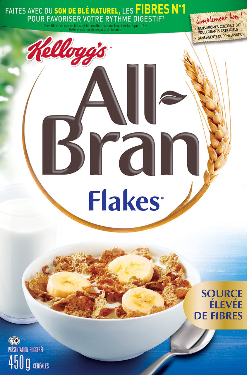 Kellogg's All-Bran Flakes Cereal, 450g/15.9oz (Imported from Canada)