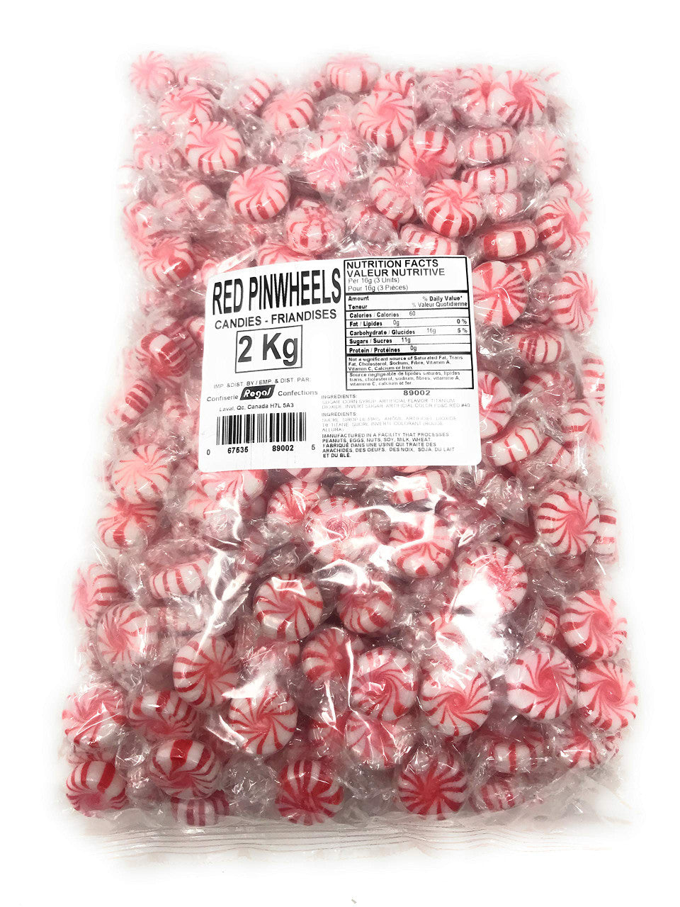 Regal Confections, Red Pinwheels Candies, 2kg/4.4lbs. Bag, {Imported from Canada}