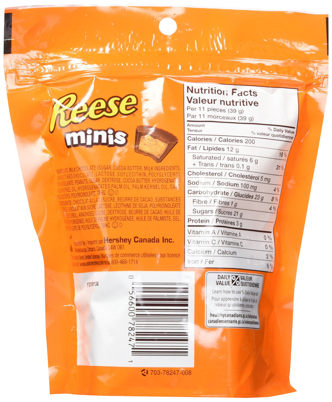 Reese Minis Peanut Butter Cups Chocolate, 210g/7.4oz. (Imported from Canada)