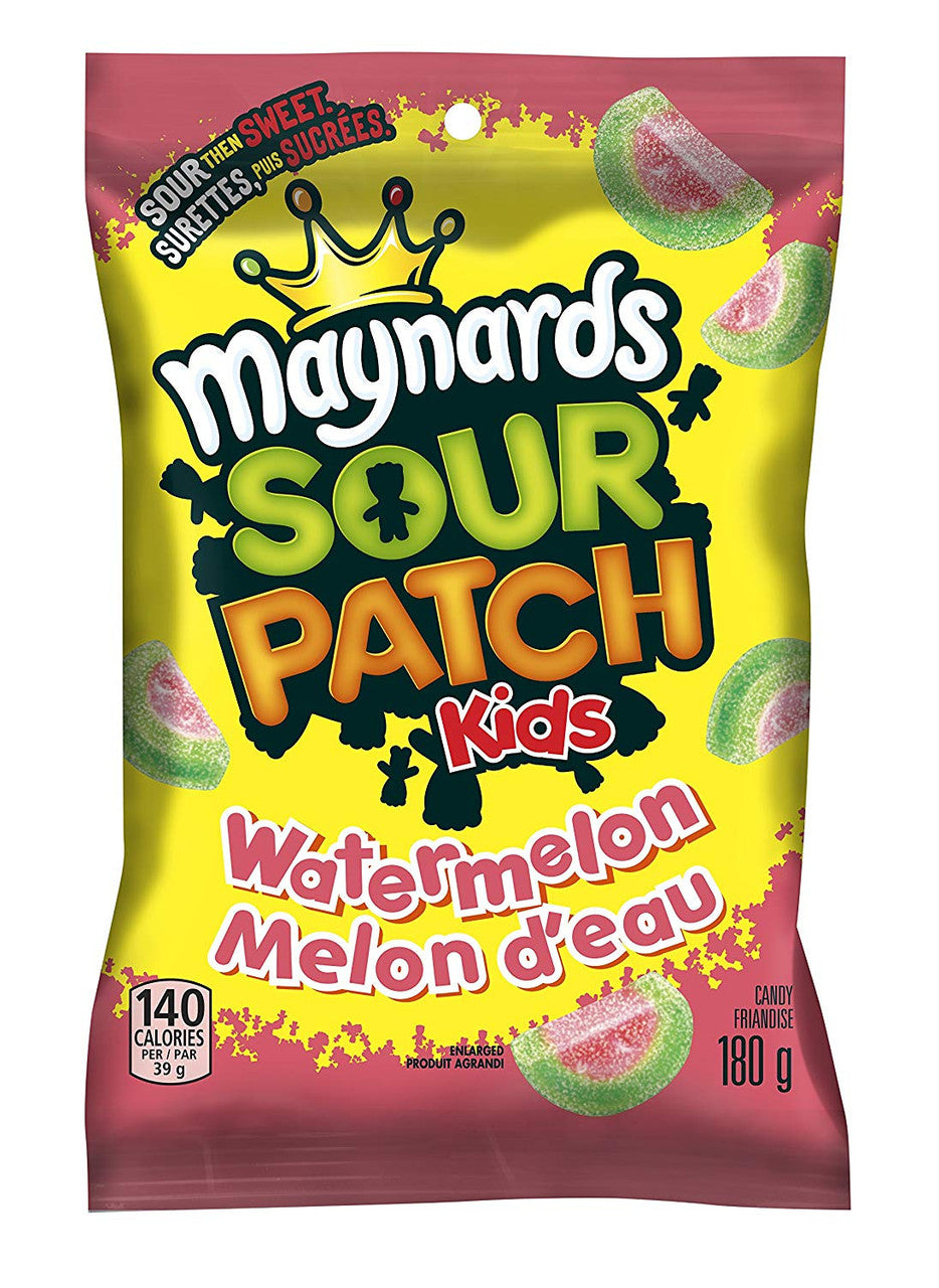 Maynards Sour Patch Kids Watermelon Gummy Candy, 180g/6.3oz, 12 Count,