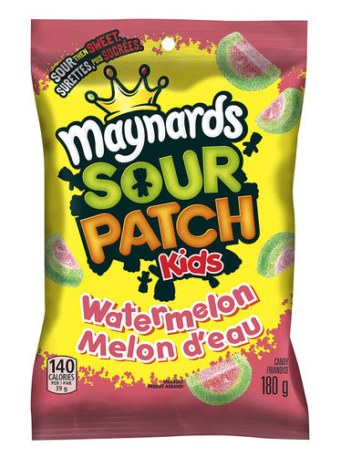 Maynards Sour Patch Kids Watermelon Gummy Candy, 180g/6.3oz, 12 Count, {Imported from Canada}