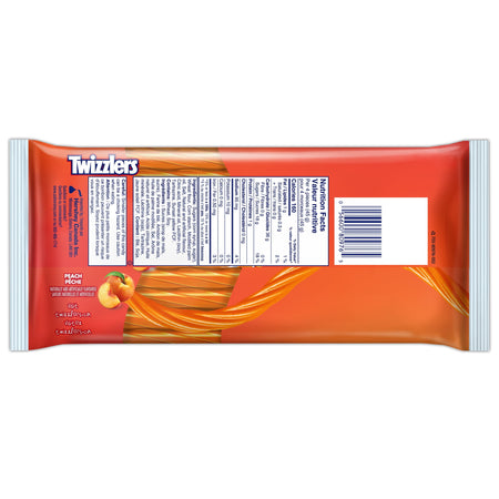Twizzlers Peach Twists Candy, 453g/16 oz., back of bag.