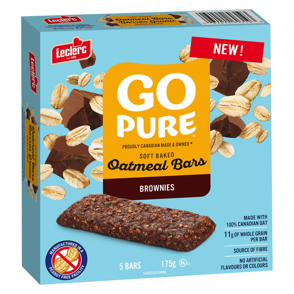 Leclerc Go Pure Brownies Soft Baked Oatmeal Bars, 175g/6 oz. Box {Imported from Canada}