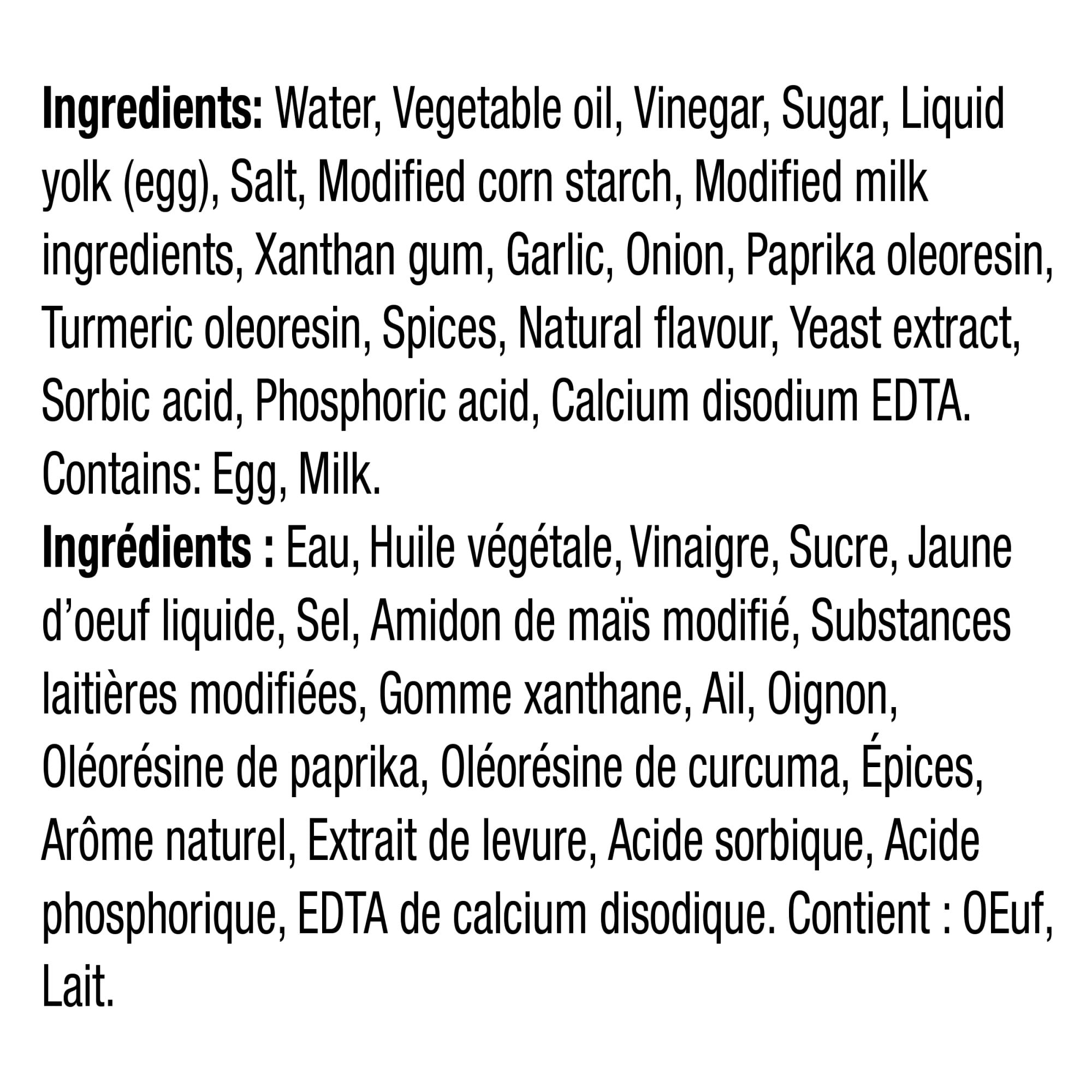 Kraft Rancher's Choice Dressing 425ml/14.4 oz., Bottle, ingredients label