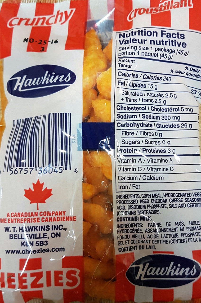 Hawkins Cheezies Corn Snacks, 45g/1.6oz., Bag {Imported from Canada}