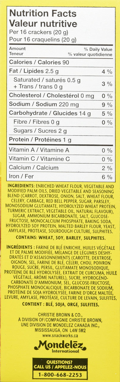Christie Vegetable Thins, 40% Less Fat, Crackers, 200g/7oz., {Imported from Canada}