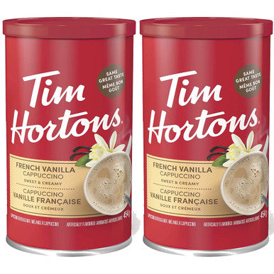 Tim Hortons French Vanilla Cappuccino Sweet and Creamy (454g/16 oz.,) 2pk, {Imported from Canada}