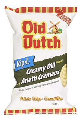 Old Dutch Creamy Dill Flavoured Rip-l Potato Chips 255g/9 oz., {Imported from Canada}