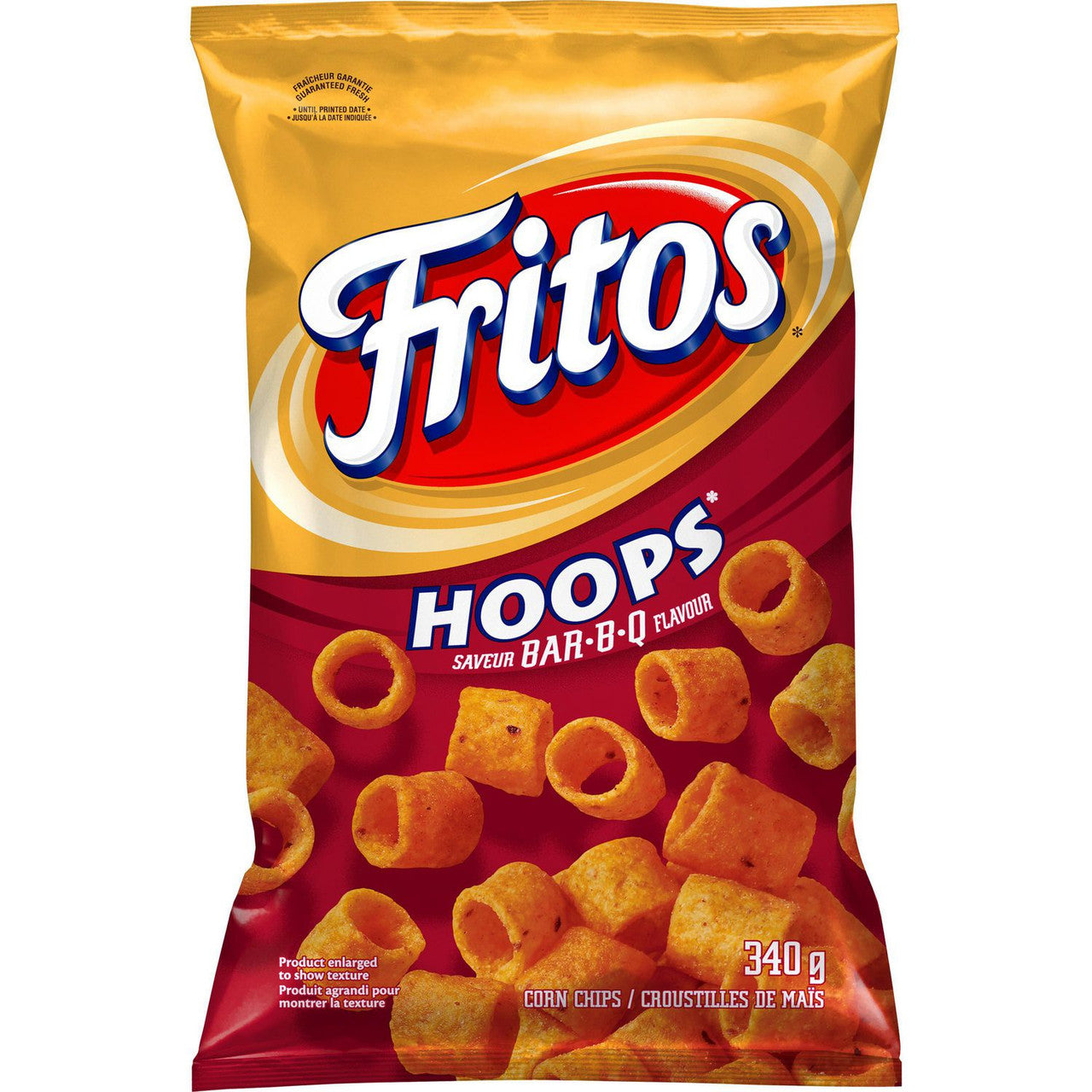 Fritos Hoops BAR-B-Q Corn Chips, 340g/12 oz., Bag, {Imported from Canada}
