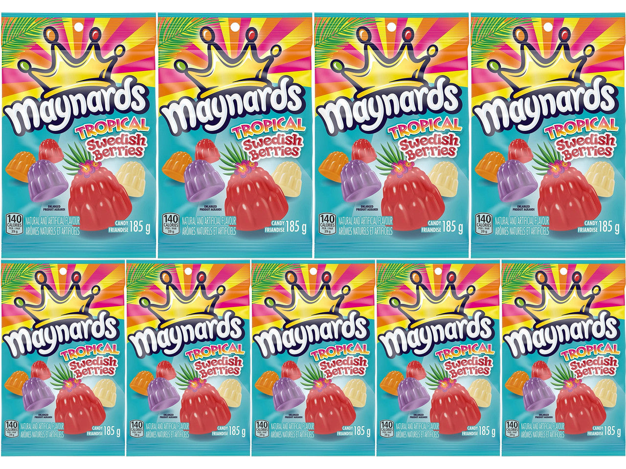 Maynards Gummy Tropical Swedish Berries 185g/6.5 oz., 9 Count, {Imported from Canada}