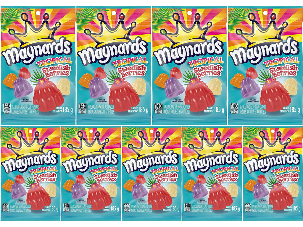 Maynards Gummy Tropical Swedish Berries 185g/6.5 oz., 9 Count, {Imported from Canada}
