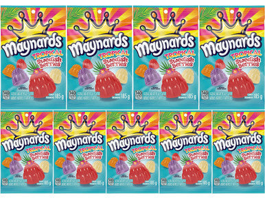 Maynards Gummy Tropical Swedish Berries 185g/6.5 oz., 9 Count, {Imported from Canada}