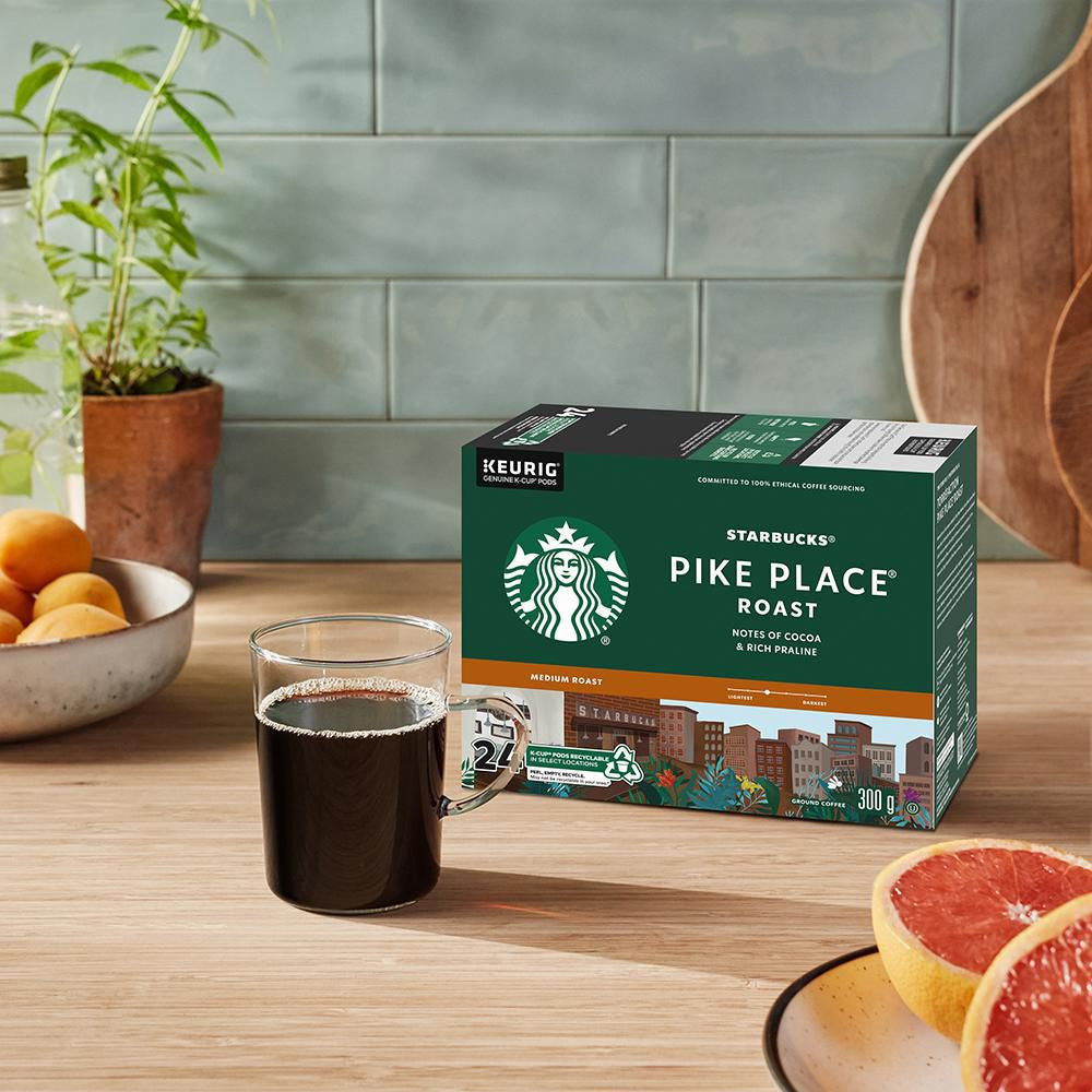 Starbucks Pike Place Medium Roast Coffee, K-Cups, 24 Count Box {Imported from Canada}