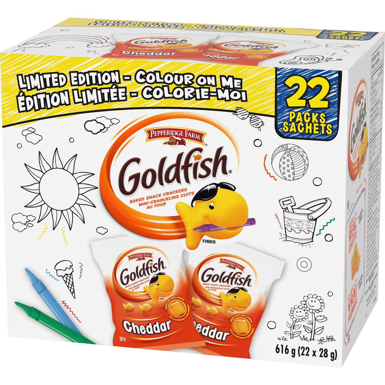 Pepperidge Farm Goldfish Cheddar Crackers, 22 Snack Packs, 28g/1 oz. Each {Imported from Canada}