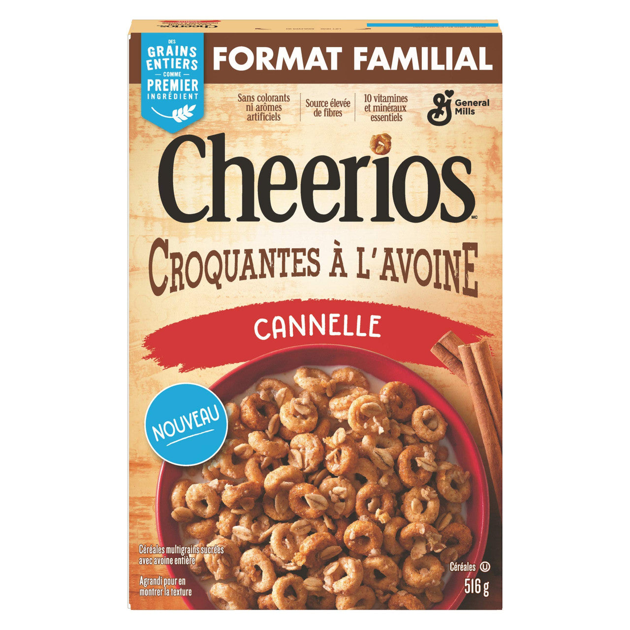 Cheerios Oat Crunch Cinnamon Cereal, 516g/18.2 oz., {Imported from Canada}