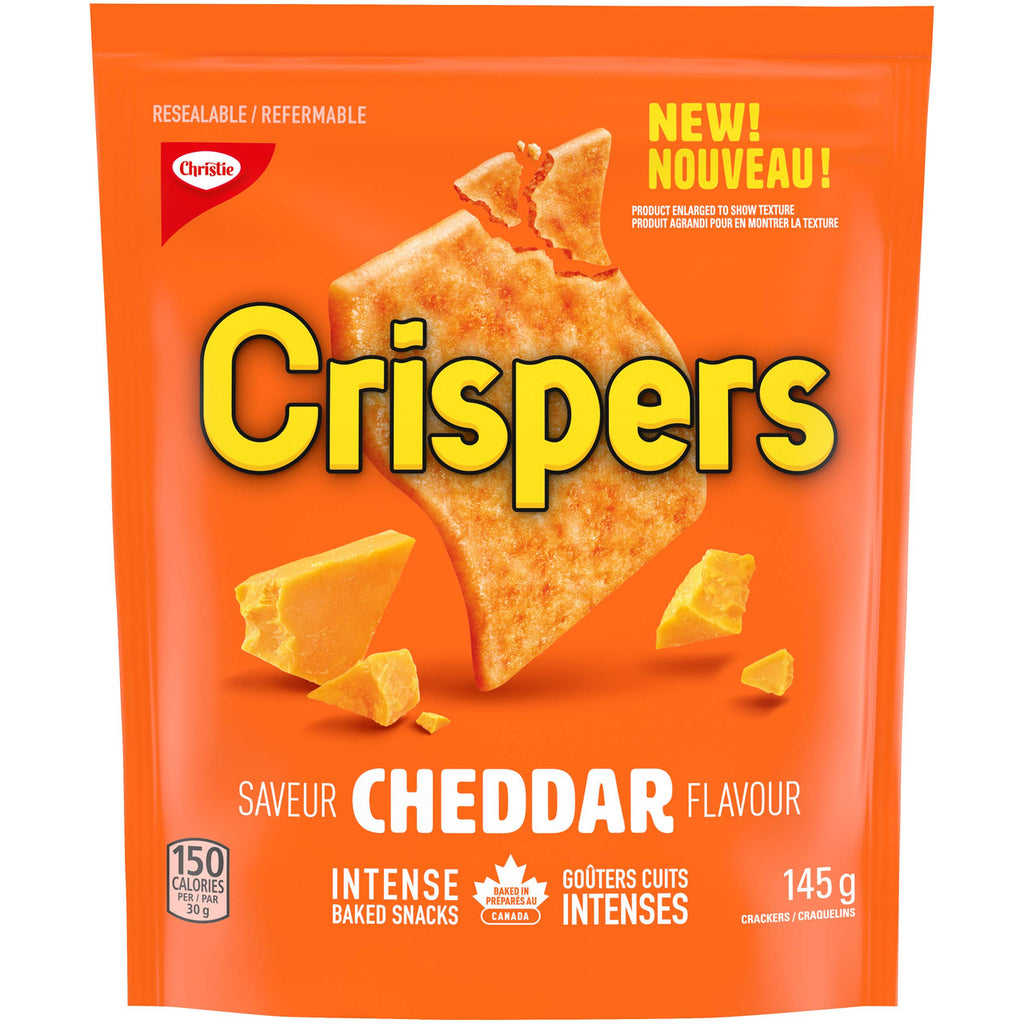 Christie Crispers, Cheddar Crackers, 145g/5.1 Ounce, (12 Pack), {Imported from Canada}