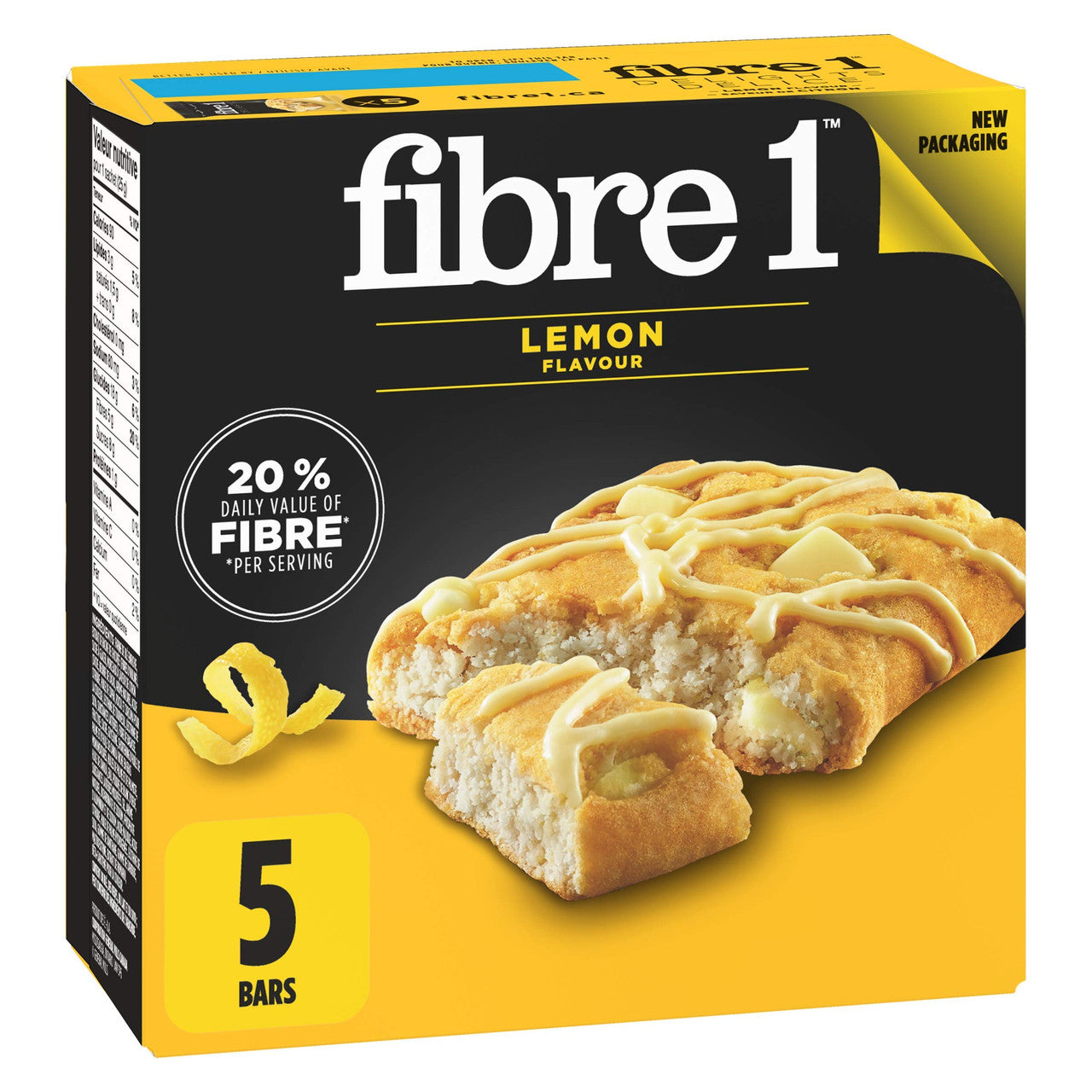 Fibre 1 Delights Bar, Lemon Flavour, 5ct, 125g/4.4oz, {Imported from Canada}