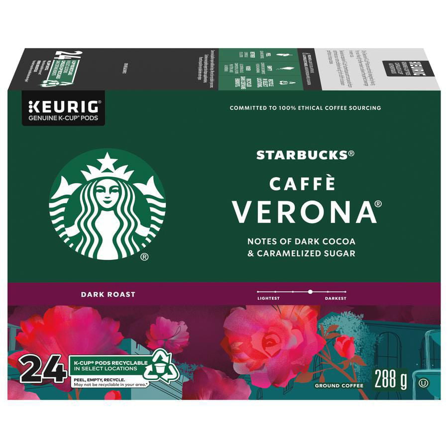 Starbucks Caffe Verona Medium Roast Coffee, K-Cups, 24 Count Box {Imported from Canada}