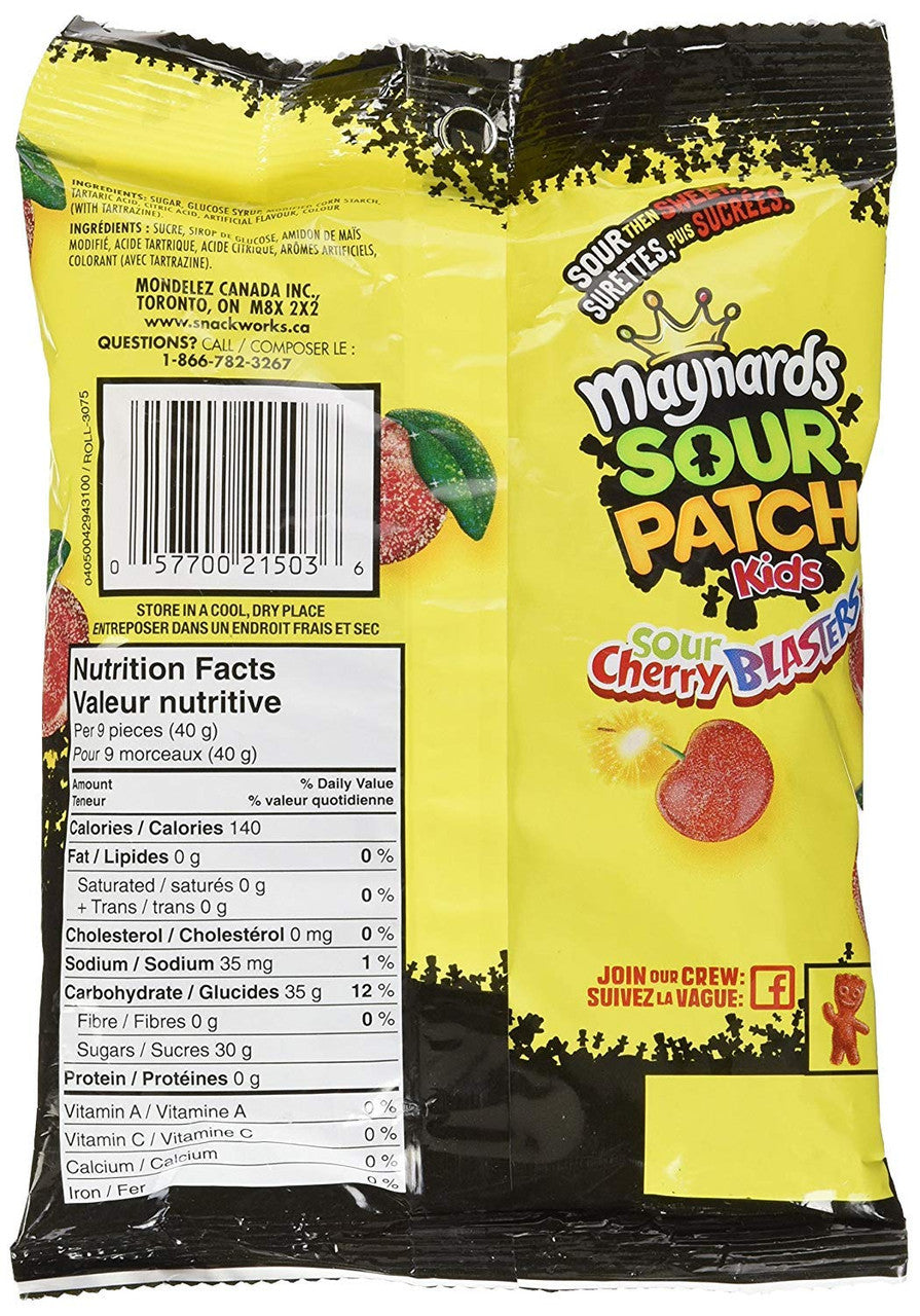 Maynards Sour Cherry Blasters Candy, 185g/6.5 oz., {Imported from Canada}