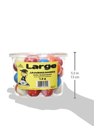 Exclusive Brands Large Jawbreakers with Bubble Gum, 36 count, 1.3kg/46 oz. Tub, {Imported from Canada}