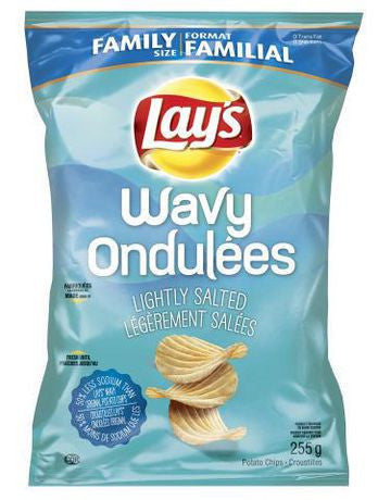 Lay's Wavy Lightly Salted Potato Chips, One Large Bag, {Imported from Canada}