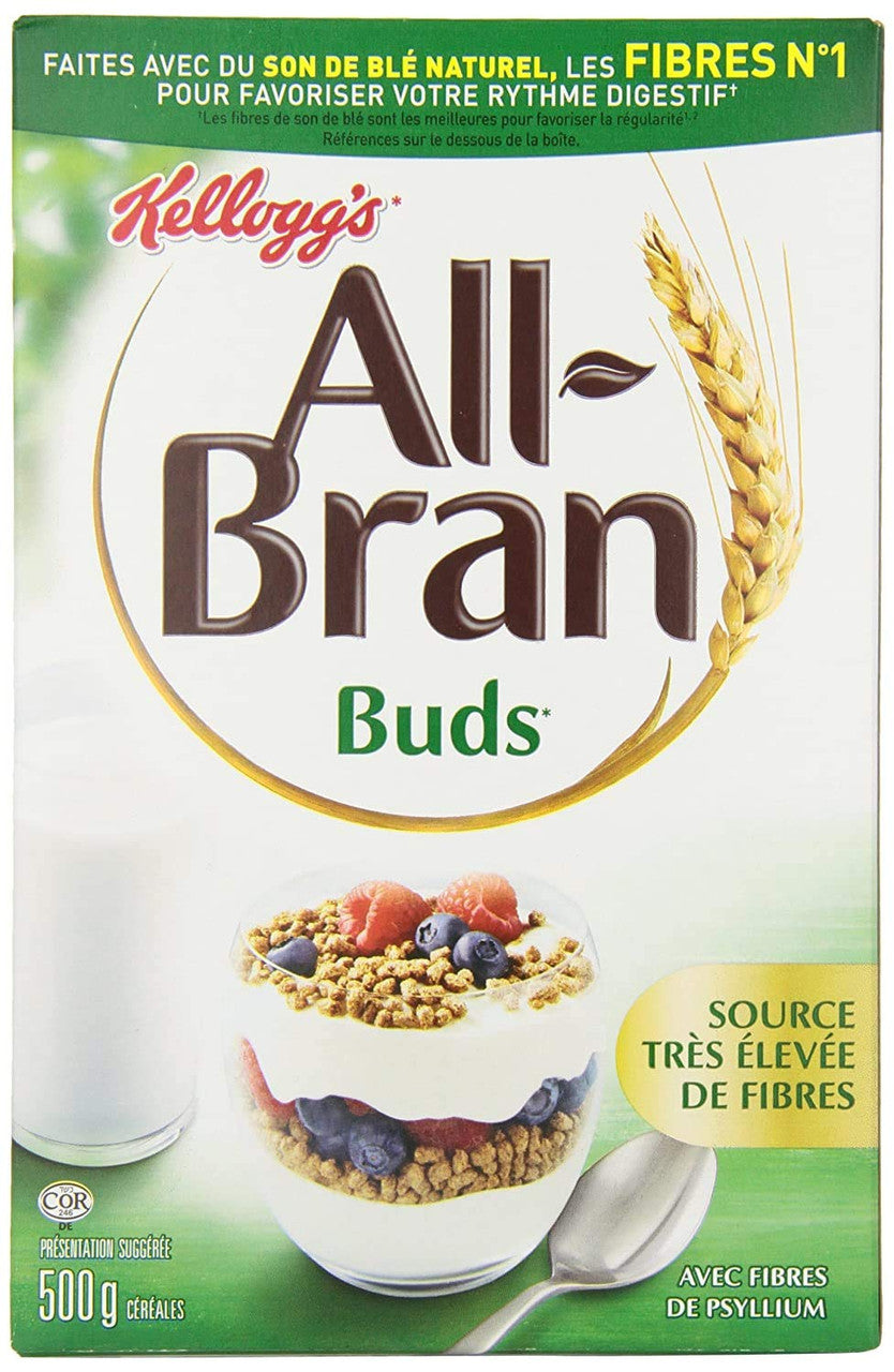 Kellogg's All Bran Buds Cereal 500g/17.6oz, 6-Pack (Imported from Canada)
