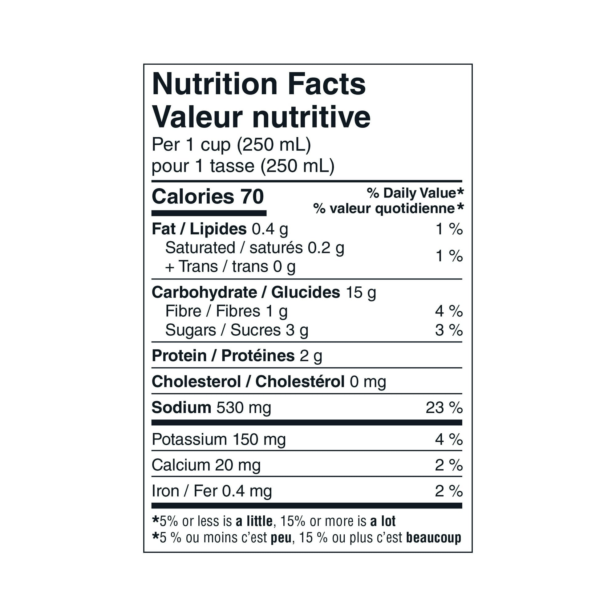 Nutrition facts label for Our Finest Spicy Kimchi Ready-To-Serve-Soup on a white background