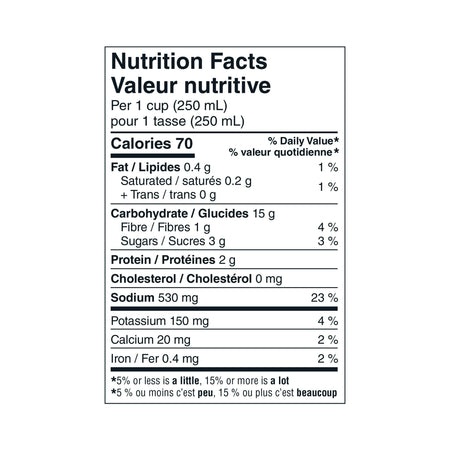 Nutrition facts label for Our Finest Spicy Kimchi Ready-To-Serve-Soup on a white background