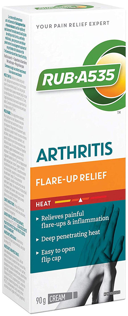 Rub-A535, Arthritis Flare Up Relief, Heat Cream, 90g/3.2oz., {Imported from Canada}