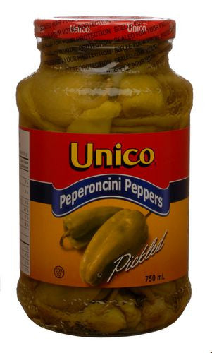Unico Pepperoncini Peppers, 750 mL/25.4 oz., {Imported from Canada}