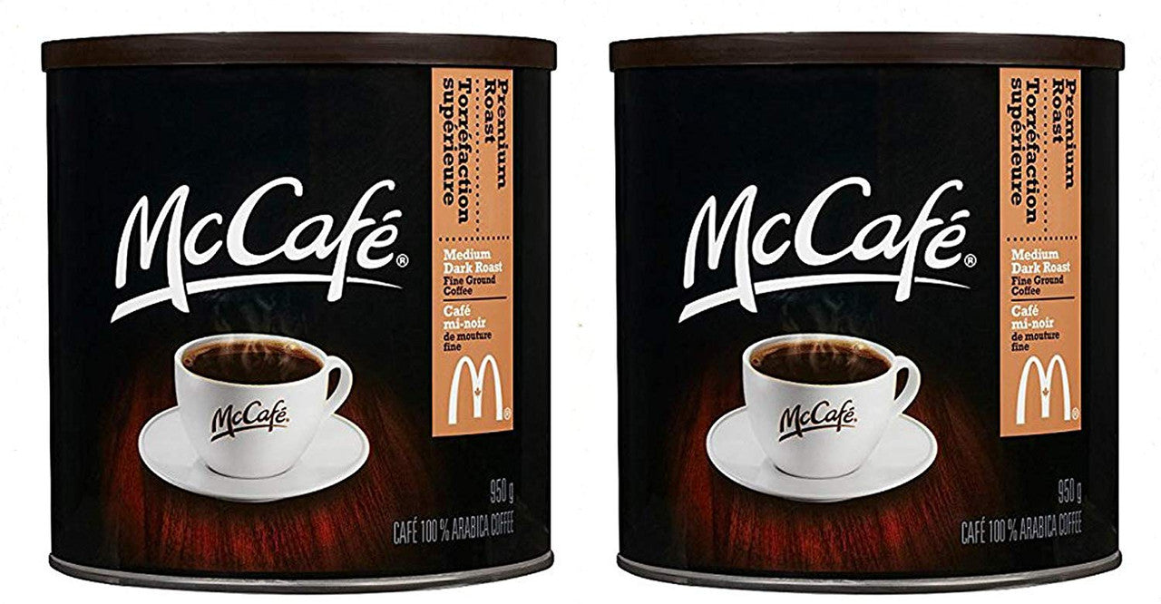 McCafe Premium Roast Ground Coffee 950g/33.5 oz Canister (2pk) {Imported from Canada}
