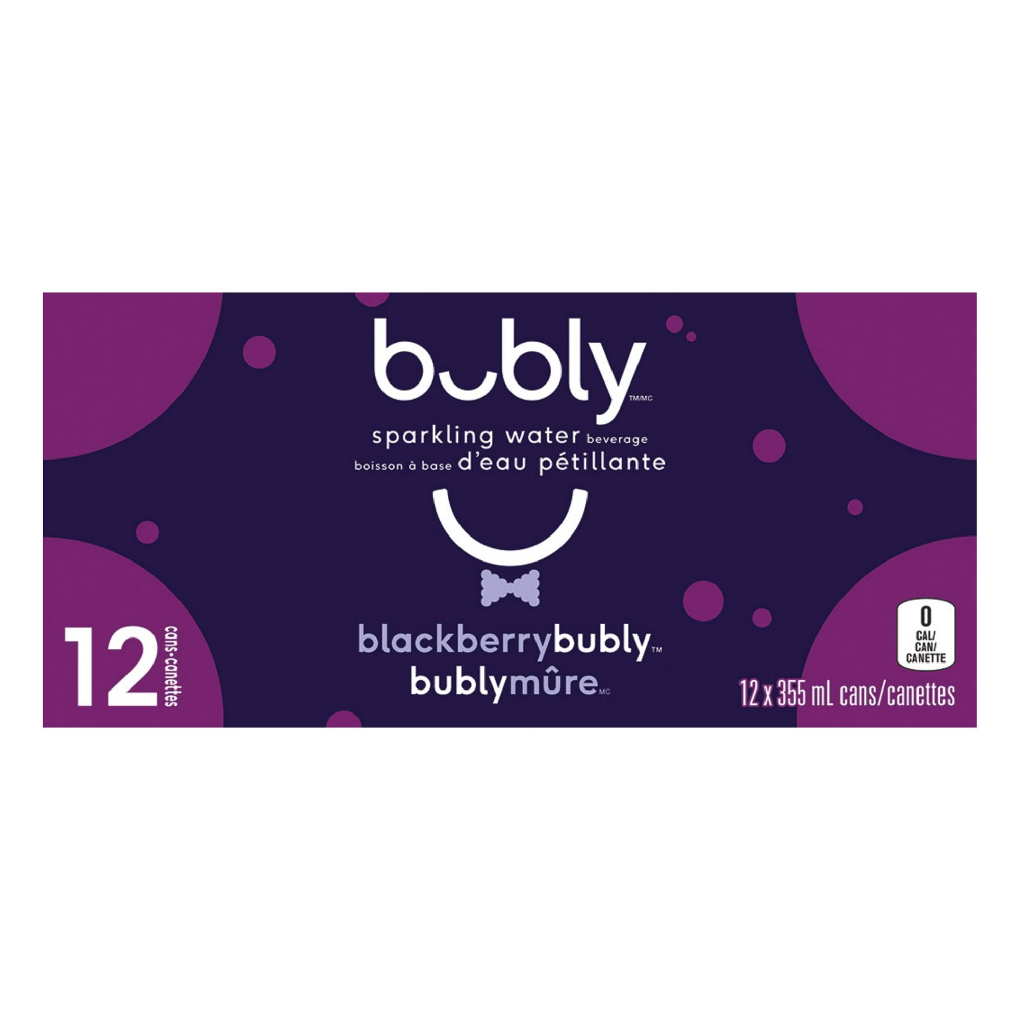 Bubly Blackberry Sparkling Water Beverage, 12x355ml cans, 4.26L/144 oz
