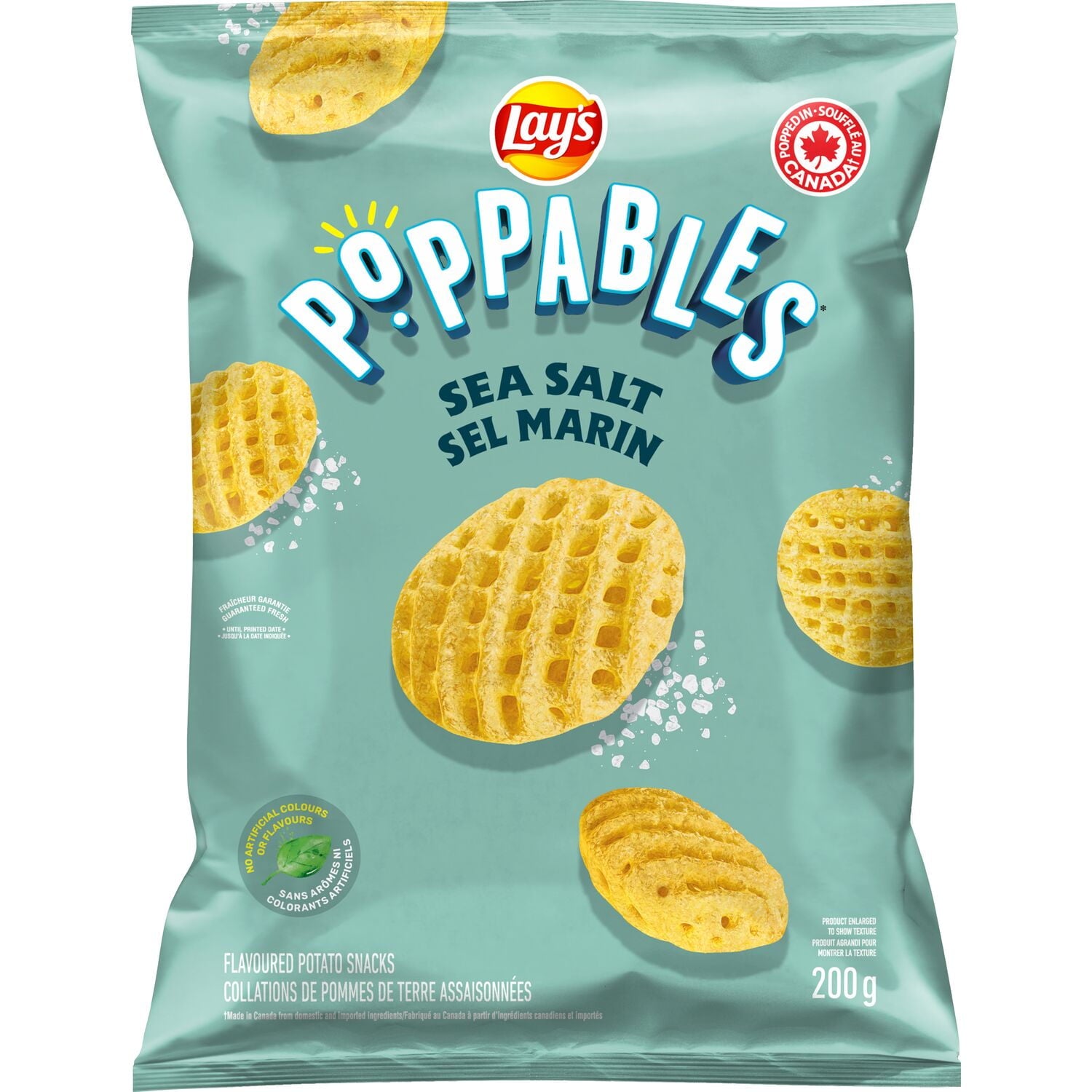 Lay's Poppables Sea Salt Potato Snack - 200g package on a white background