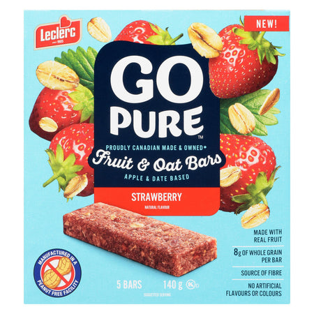 Leclerc Go Pure Strawberry Fruit & Oat Bars, 140g/5 oz. Box {Imported from Canada}